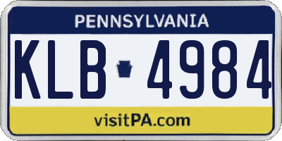 PA license plate KLB4984