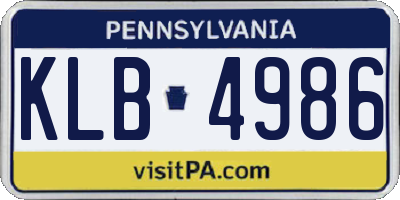 PA license plate KLB4986