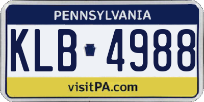 PA license plate KLB4988