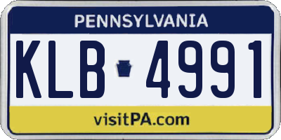 PA license plate KLB4991