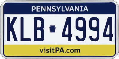 PA license plate KLB4994