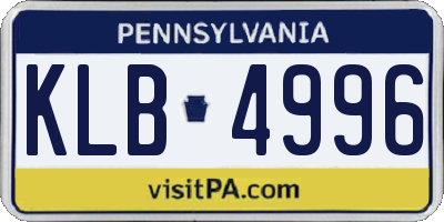 PA license plate KLB4996