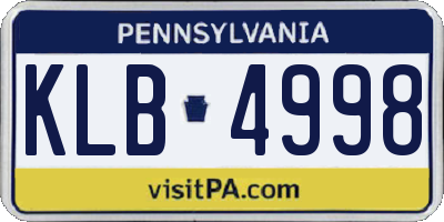 PA license plate KLB4998