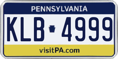 PA license plate KLB4999