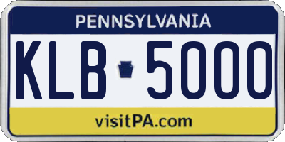 PA license plate KLB5000