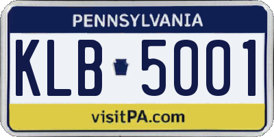 PA license plate KLB5001