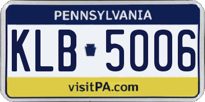 PA license plate KLB5006