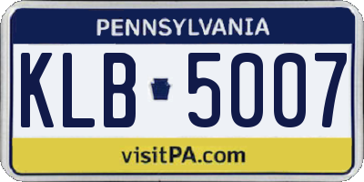 PA license plate KLB5007