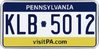 PA license plate KLB5012