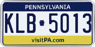 PA license plate KLB5013
