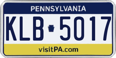 PA license plate KLB5017