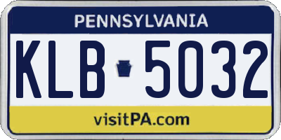 PA license plate KLB5032