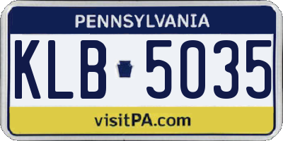 PA license plate KLB5035
