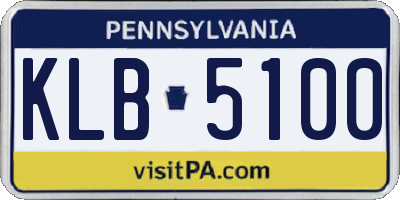 PA license plate KLB5100