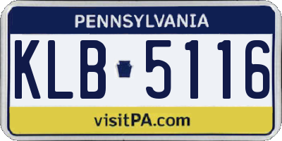 PA license plate KLB5116