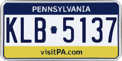 PA license plate KLB5137