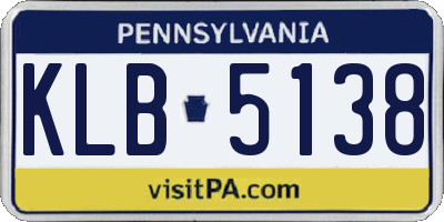 PA license plate KLB5138