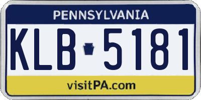 PA license plate KLB5181