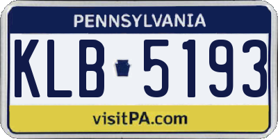 PA license plate KLB5193
