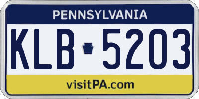 PA license plate KLB5203