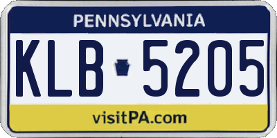 PA license plate KLB5205