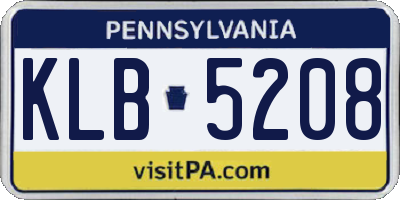 PA license plate KLB5208