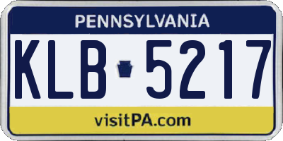 PA license plate KLB5217