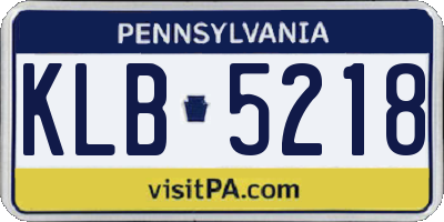 PA license plate KLB5218