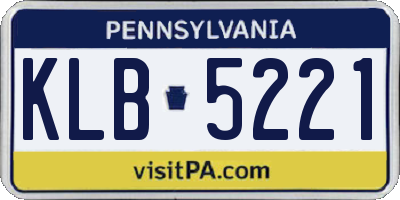 PA license plate KLB5221