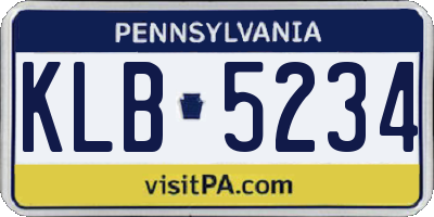 PA license plate KLB5234