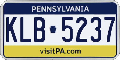 PA license plate KLB5237
