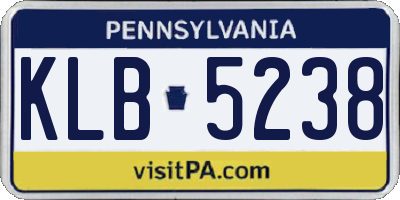 PA license plate KLB5238