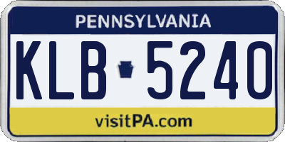 PA license plate KLB5240