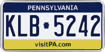 PA license plate KLB5242