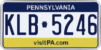 PA license plate KLB5246