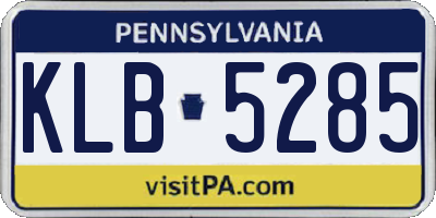 PA license plate KLB5285