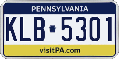 PA license plate KLB5301