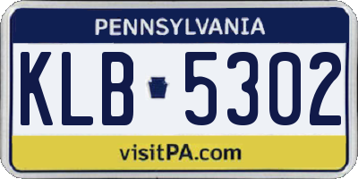 PA license plate KLB5302