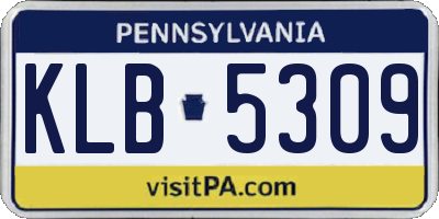 PA license plate KLB5309