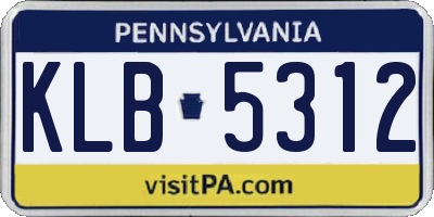 PA license plate KLB5312