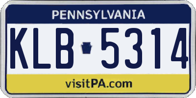 PA license plate KLB5314