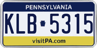 PA license plate KLB5315