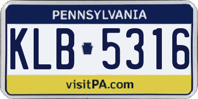 PA license plate KLB5316