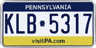 PA license plate KLB5317