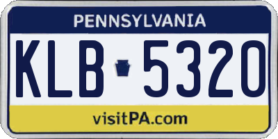 PA license plate KLB5320