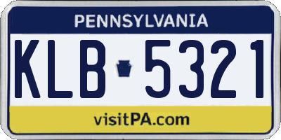 PA license plate KLB5321