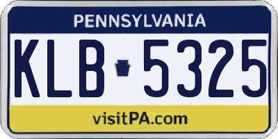 PA license plate KLB5325