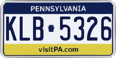 PA license plate KLB5326