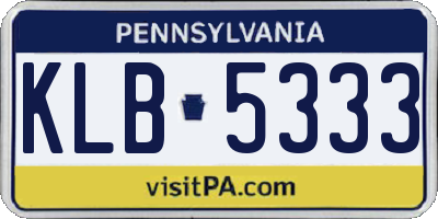 PA license plate KLB5333