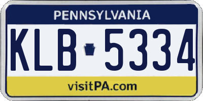 PA license plate KLB5334